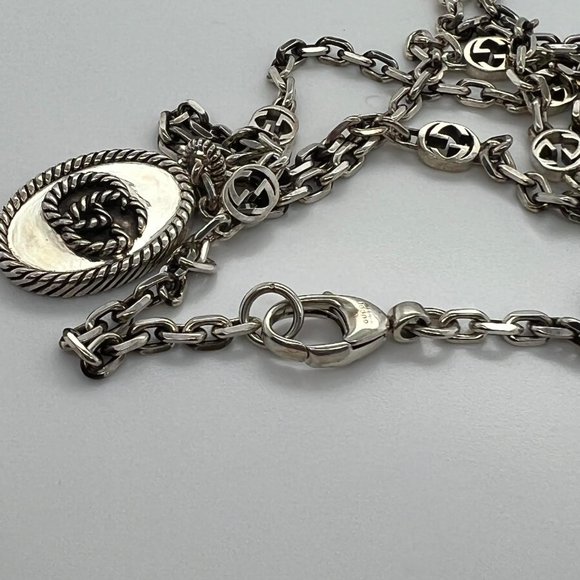 Gucci Double G Pendant Necklace 925 Sterling Silver 27 Inches - Picture 5 of 7